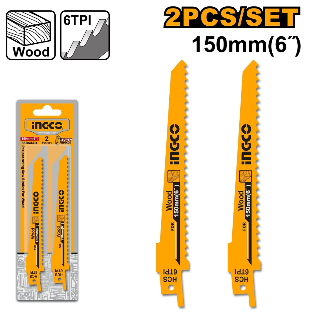 INGCO LAMES SCIE SABRE POUR BOIS 2PCS  [SSB644D]