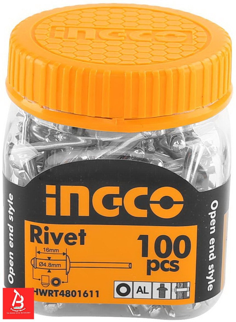 INGCO برشام 4.8×16 مم علبة 100 قطعة