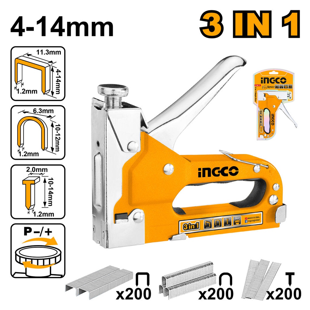 INGCO AGRAFEUSE 3EN1 CLOUS ET AGRAFES [HSG1405]