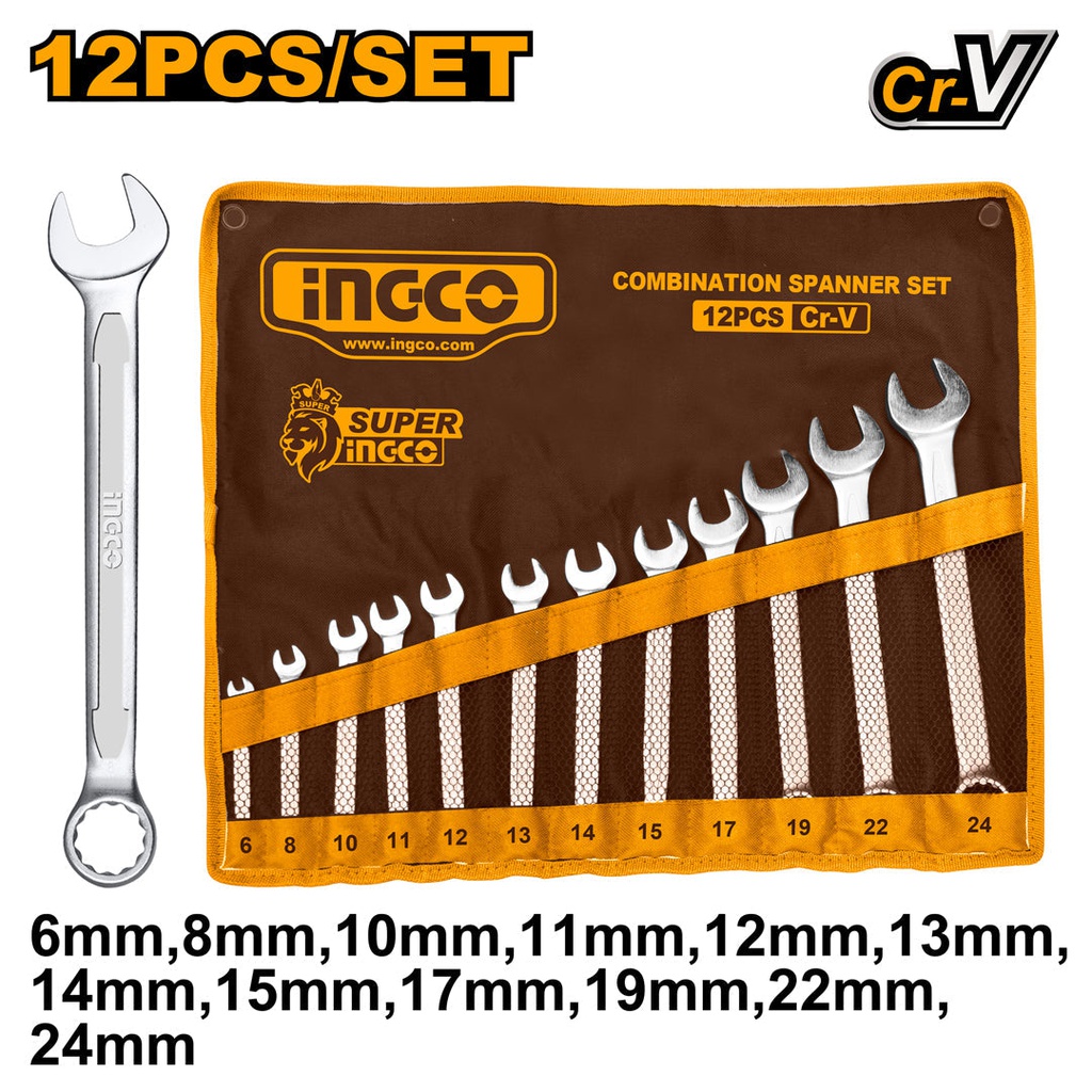 INGCO JEU DE CLES MIXTES 12PCS 6MM - 24MM  [HKSPA1142]