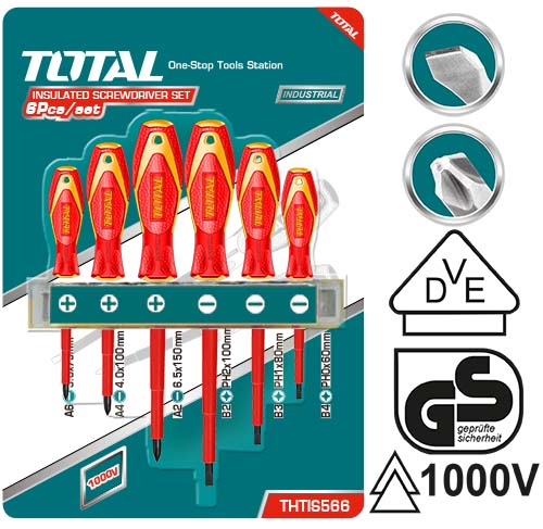 TOURNEVIS ISOLES SET DE 6 PIECES TOTAL