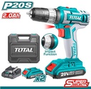 [TDLI200215] TOTAL 20V impact drill driver 2.0AH 2 batteries