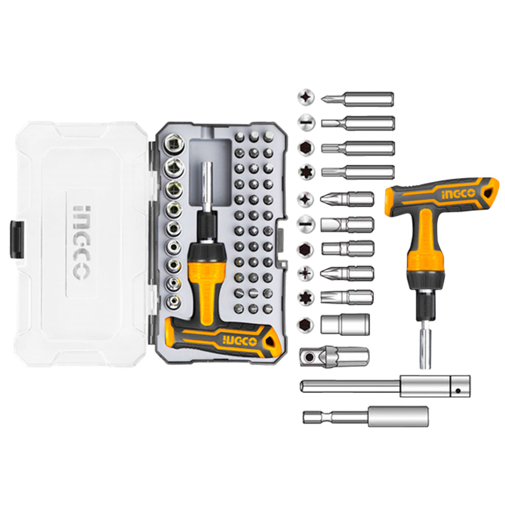 INGCO SET DE 47 PIÈCES POUR TOURNEVIS AVEC MANCHE EN T  [HKSDB0478]