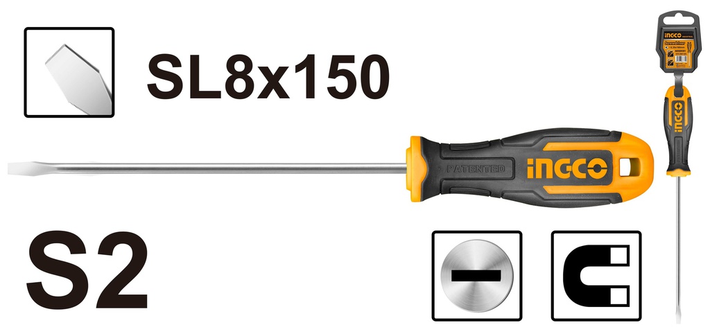 INGCO TOURNEVIS À FENTE D:8MM L:150MM [HS688150]
