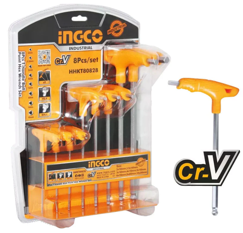 INGCO JEU DE 8 CLÉS HEXAGONALES À POINTE SPHÉRIQUE T ING  [HHKT80828]