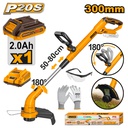 INGCO PACK DEBROUSSAILLEUSE 20V+BATTERIE+CHARGEUR  [CGTLI20301]