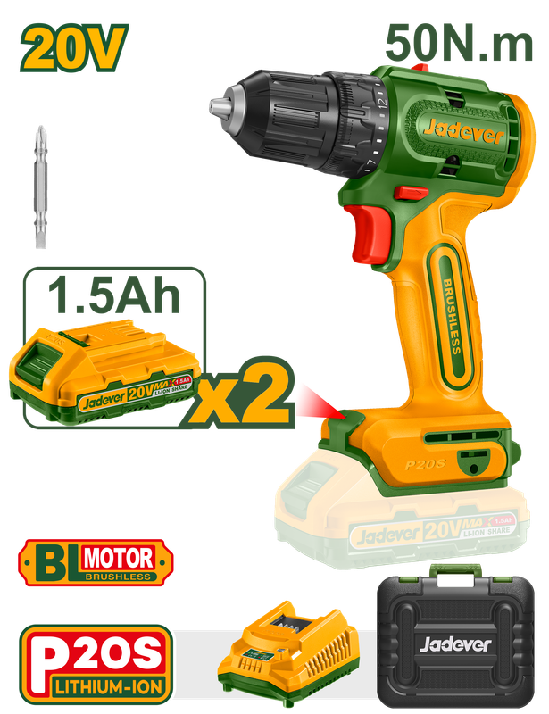 JADEVER VISSEUSE SANS CHARBON L-ION 20V 1,5AH [JDCDP552]