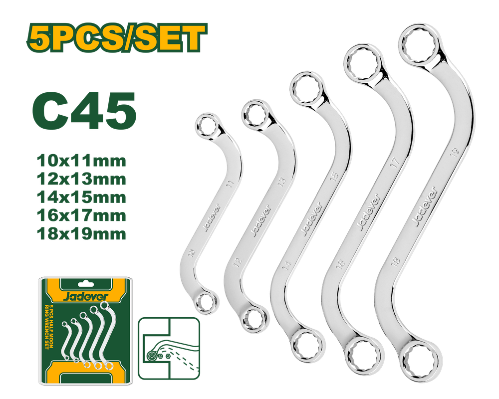 JADEVER JEU DE 5 CLÉS À ANNEAU DE TYPE S [JDFR4405]