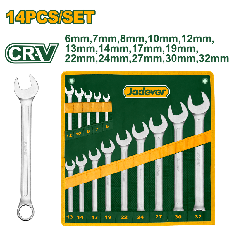 JADEVER JEU DE 14 CLÉS MIXTES 6MM-32MM  [JDSP1M14]