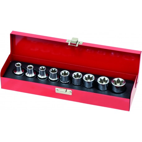 COFFRET 9 PCS DOUILLES TORX FEMELLE T10 A T24 NOBEL