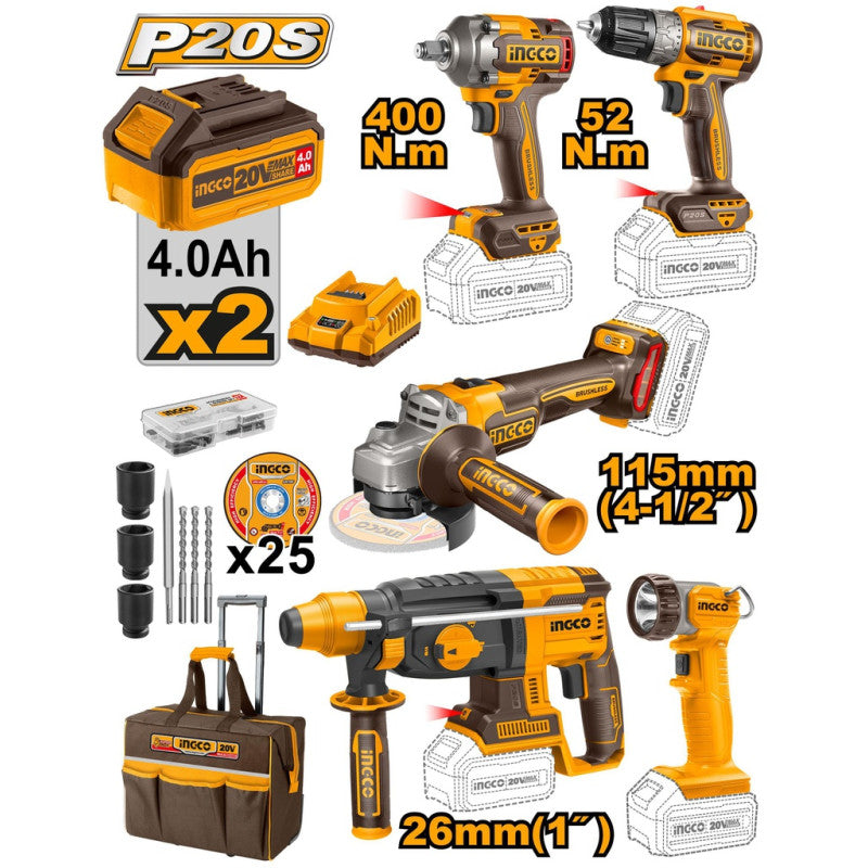 KIT DE 5 MACHINES INGCO BAT 4AH-[CKLI2058]