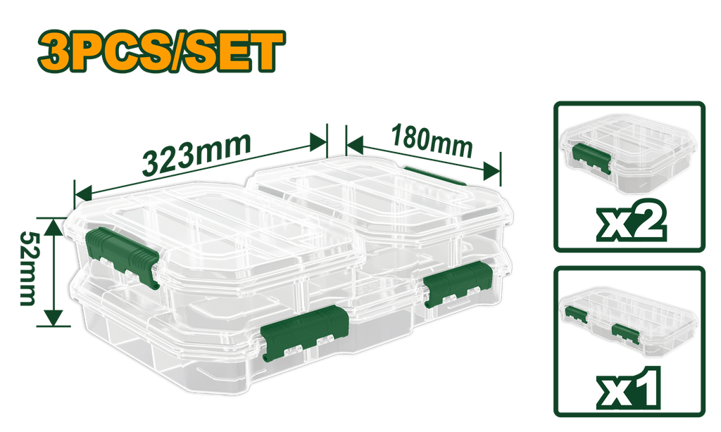 JADEVER 3 PCS ENSEMBLE D’ORGANISATEURS TRANSPARENTS  [JDTB8343]