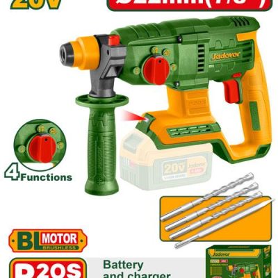 JADEVER MARTEAU PERFORATEUR BRUSHLESS 20V 22MM SANS BATTERIE  SANS CHARGEUR  [JDLM15220]