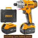 [CIDLI228181] INGCO 18V Li-ion impact driver + 47 accessories + 2 batteries