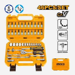 INGCO MALETTE DE DOUILLES 46 PCS 1/4 NP  [HKTS14462]