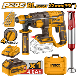 INGCO PACK MARTEAU PERFORATEUR 22MM 20V/MIXEUR PLONGEANT  [COSLI240208]