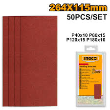 INGCO JEU FEUILLES ABRASIVES PONCAGE 50PCS 264*115MM NR [AKFS2641151]