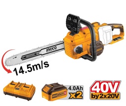 INGCO TRONÇONNEUSE À CHAÎNE 20V 2BAT 4AH 16" 400MM  [CGSLI401682]