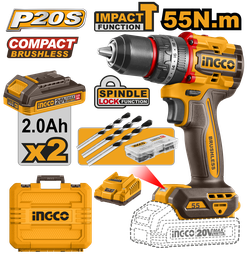 INGCO PERCEUSE VISSEUSE BRUSHLESS 20V+47 ACC 55NM- [CIDLI20558]