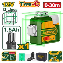 JADEVER NIVEAU LASER 3D 12 LIGNES VERT A BATTERIE 12V  [JDLE8M12]