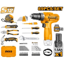 INGCO COFFRET VISSEUSE 12V +89 PCS 1 BAT 1.5AH  [HKTHP10891]