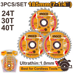 [TSB18503] INGCO SET OF 3 BLADE CIRCULAR SAW 185MM 24T-30T-40T