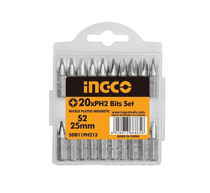 INGCO SET DE 20 EMBOUTS PH2 25MM [SDB11PH213]