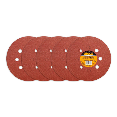 INGCO JEU FEUILLES ABRASIVES PONCEUSE ORBITALE 5PCS 150M [AKRS150051]