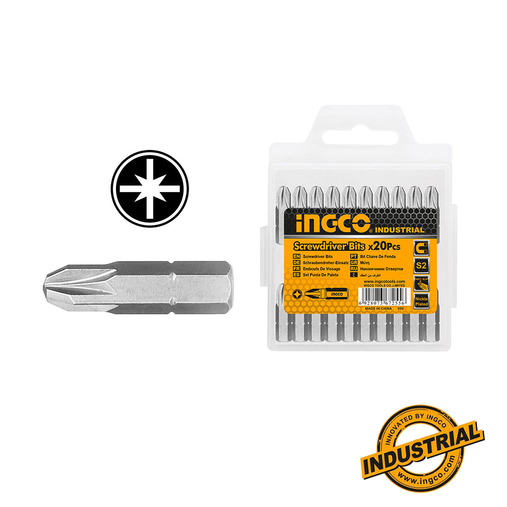 INGCO SET DE 20 EMBOUTS PZ2 25MM  