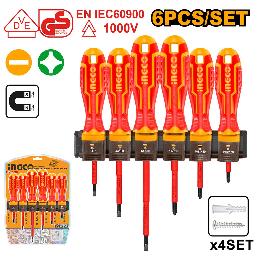 INGCO TOURNEVIS ISOLES  SET DE 6 PIECES [HKISD0608]