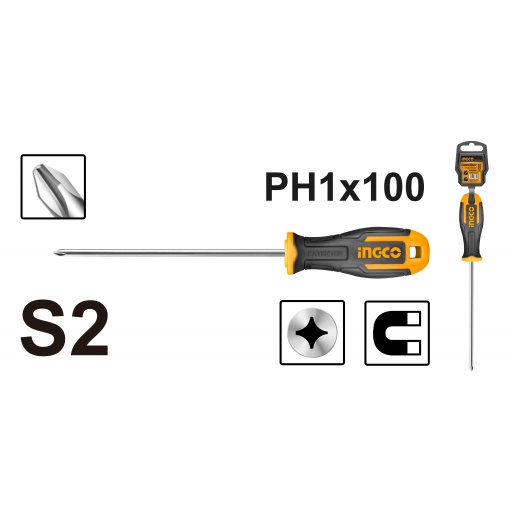 INGCO TOURNEVIS PHILLIPS PH1 D: 5MM L:100 [HS68PH1100]