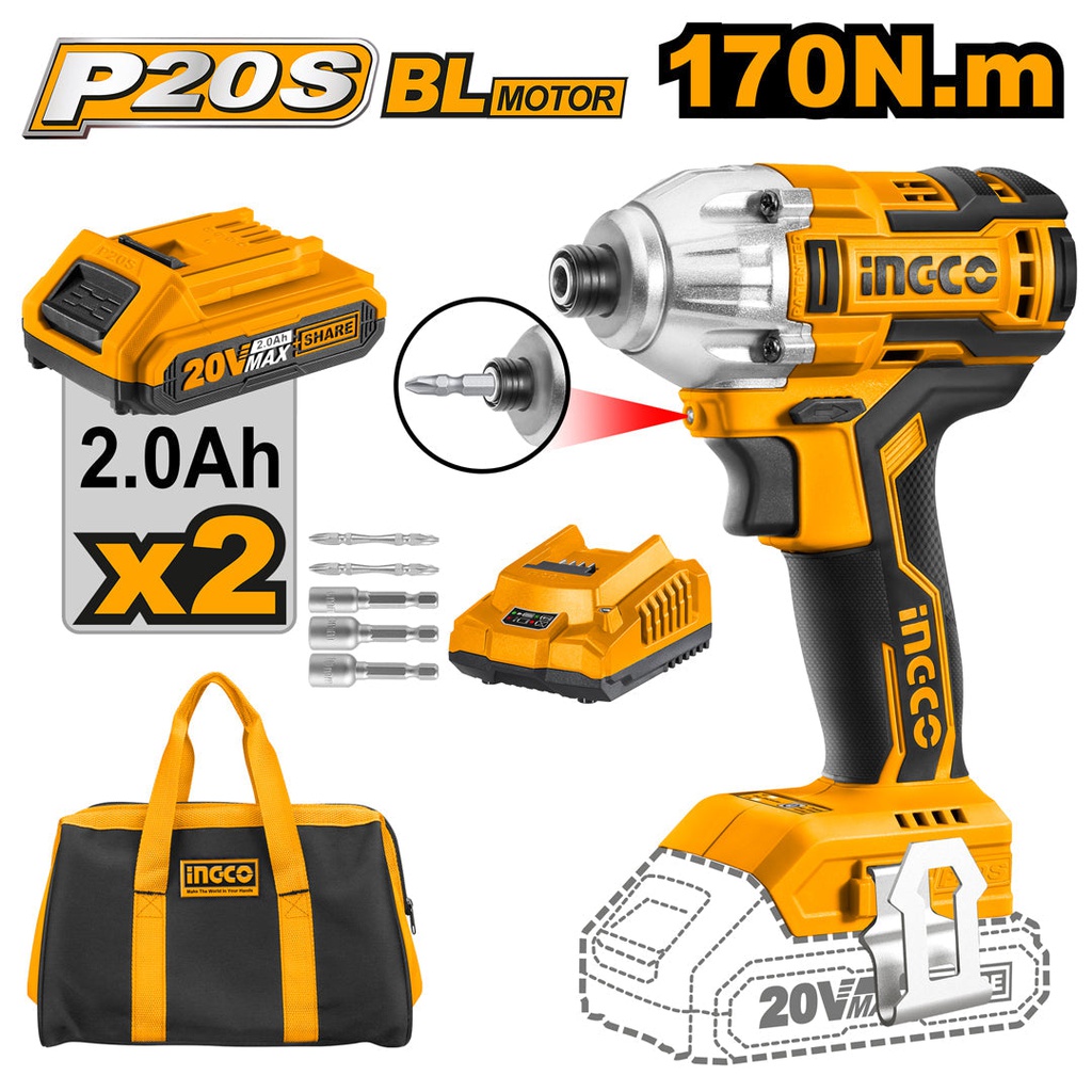 INGCO VISSEUSE A CHOC 20V  2BATTERIES  