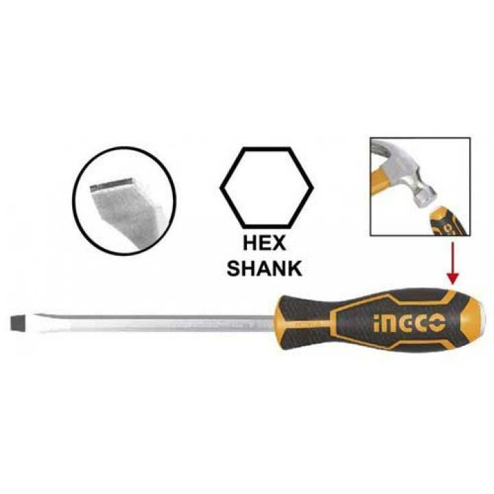 INGCO TOURNEVIS A ZONE DE FRAPPE VIS A FENTE 6*150 MM [HGTS286150]