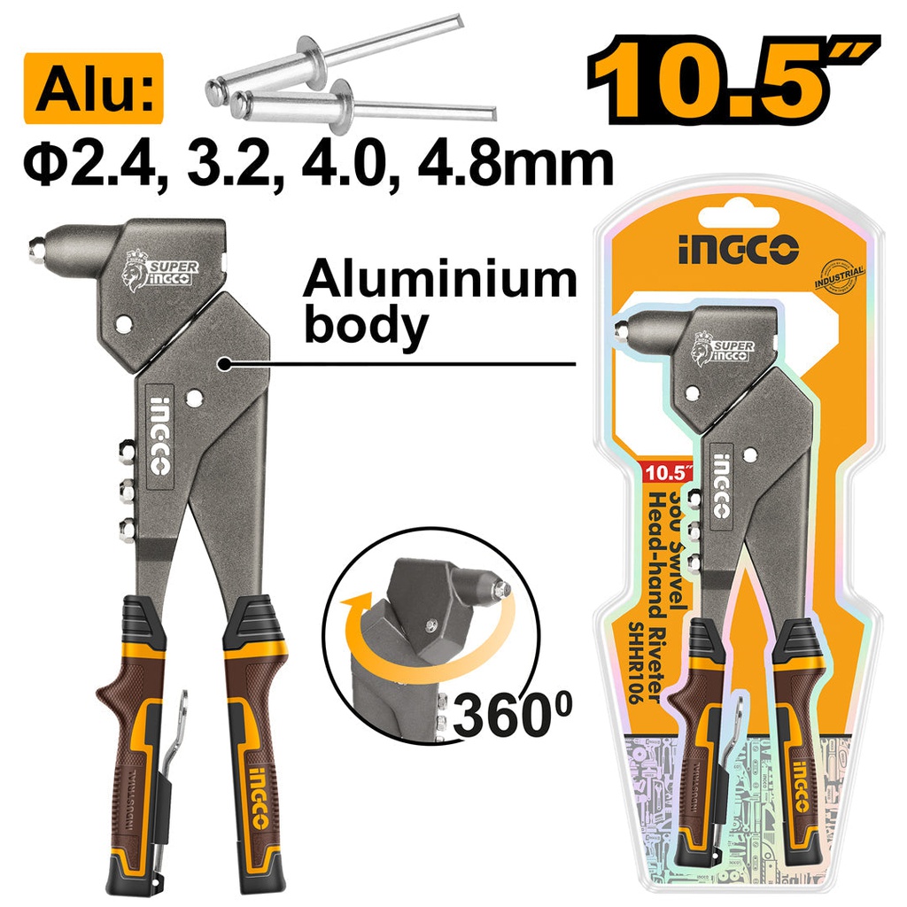 INGCO RIVETEUSE A TÊTE PIVOTANTE A 360°  