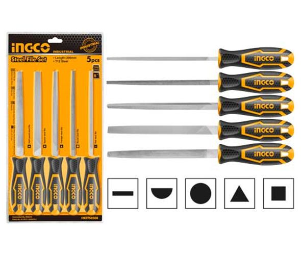 INGCO SET DE 5 LIMES EN ACIER 200MM [HKTFS0508]