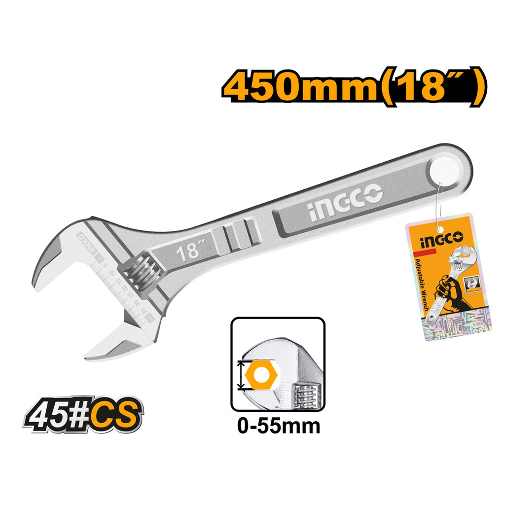 INGCO CLE A MOLETTE 450MM  0-55MM [HADW131182]