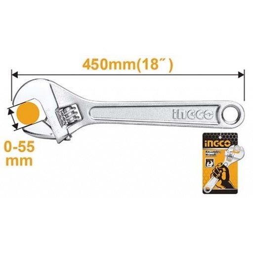 INGCO CLE A MOLETTE 450MM  0-55MM [HADW131182]