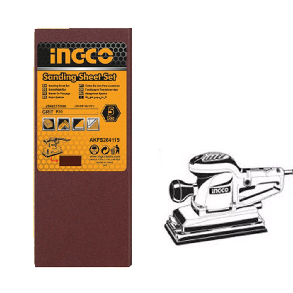 INGCO JEU FEUILLES ABRASIVES PONCAGE5PCS 264*115MMFS3502 [AKFS264115]
