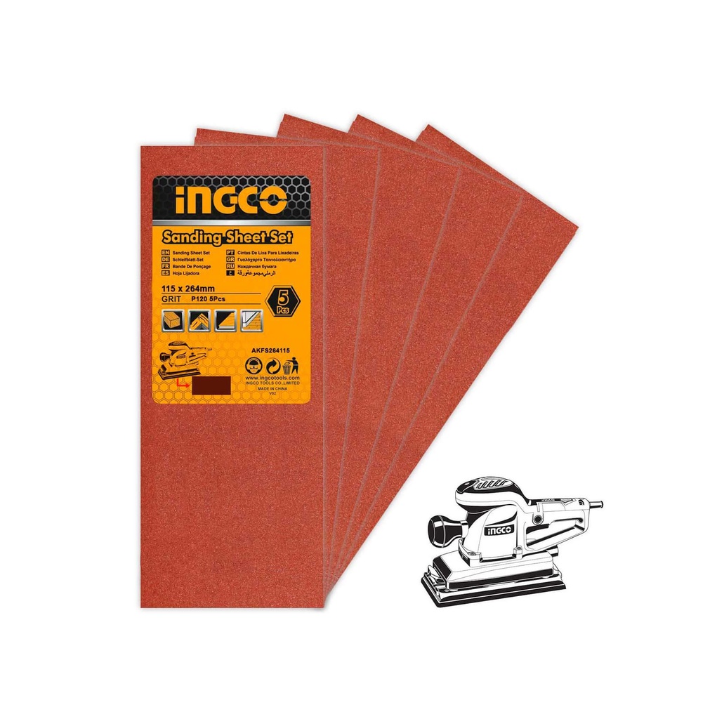 JEU FEUILLES ABRASIVES PONCAGE5PCS 264*115MMFS3502