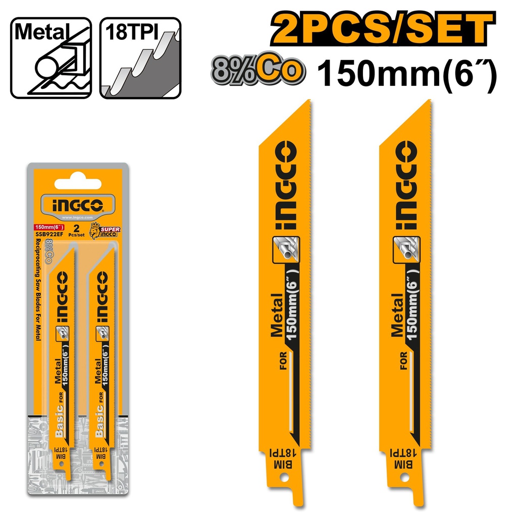 INGCO LAMES POUR SCIE SABRE 2PCS METAL [SSB922EF]