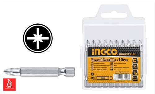 INGCO SET DE 10 EMBOUTS PZ2 50MM [SDB11PZ223]