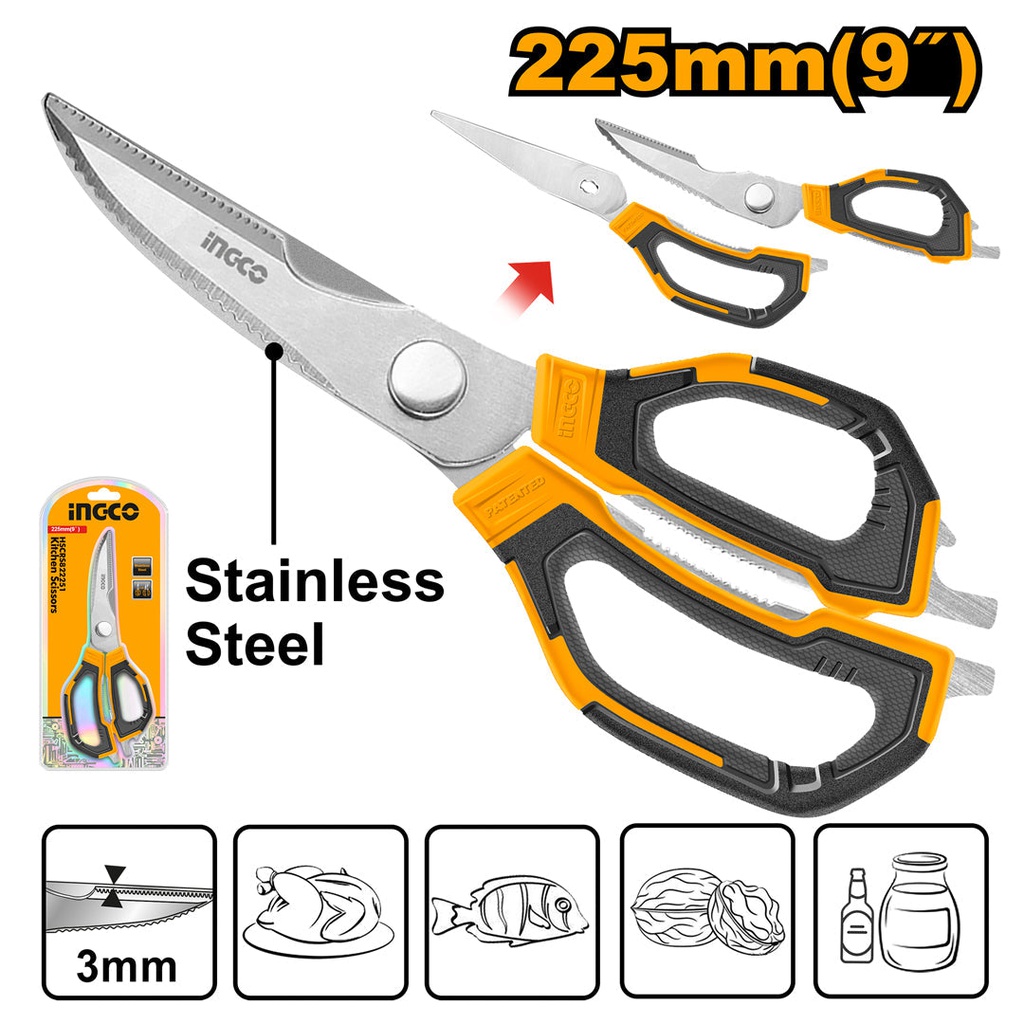 INGCO CISEAUX DE CUISINE 225MM(9'')  [HSCRS822251]