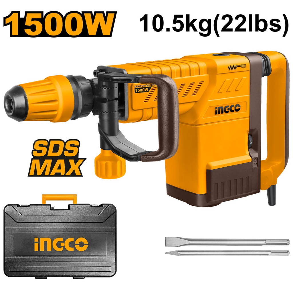INGCO MARTEAU BURINEUR 10KG 1500W + 2 BURINS [PDB15006]