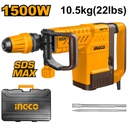 INGCO MARTEAU BURINEUR 10KG 1500W + 2 BURINS  