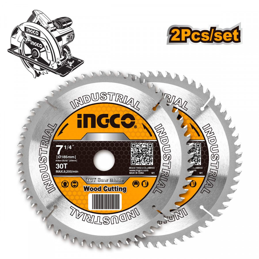 INGCO JEU 2 LAME DE SCIE TCT 235MM POUR SCIE CIRCULAIRE  [TSB1235252]