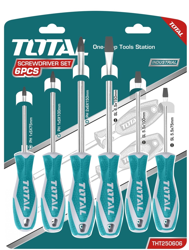 TOTAL set of 6 high-performance screwdrivers
