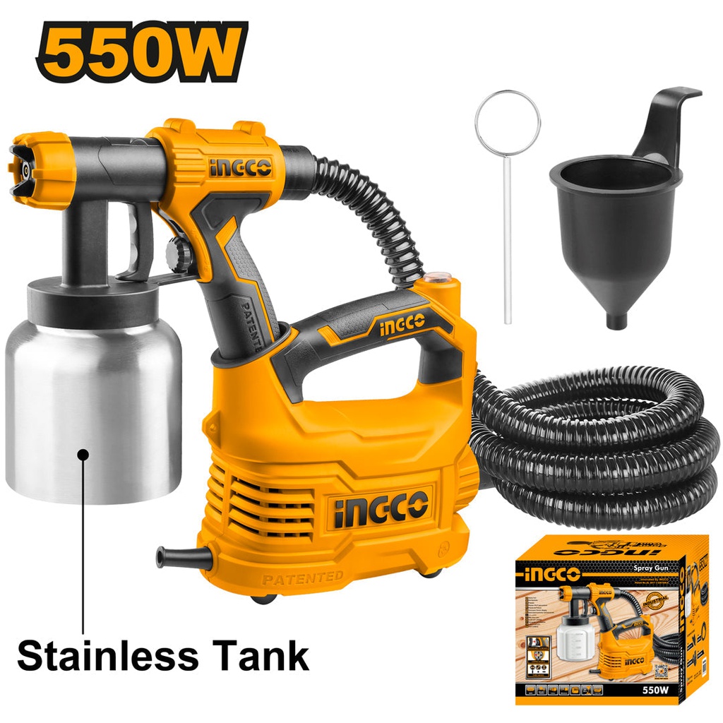 INGCO PISTOLET A PEINTURE 550W BAC EN ALUMINIUM [SPG5008-2]