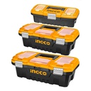 INGCO JEU DE 3 BOITES À OUTILS PVC CHARNIÈRES MÉTAL 14"1  [PBXK0302]