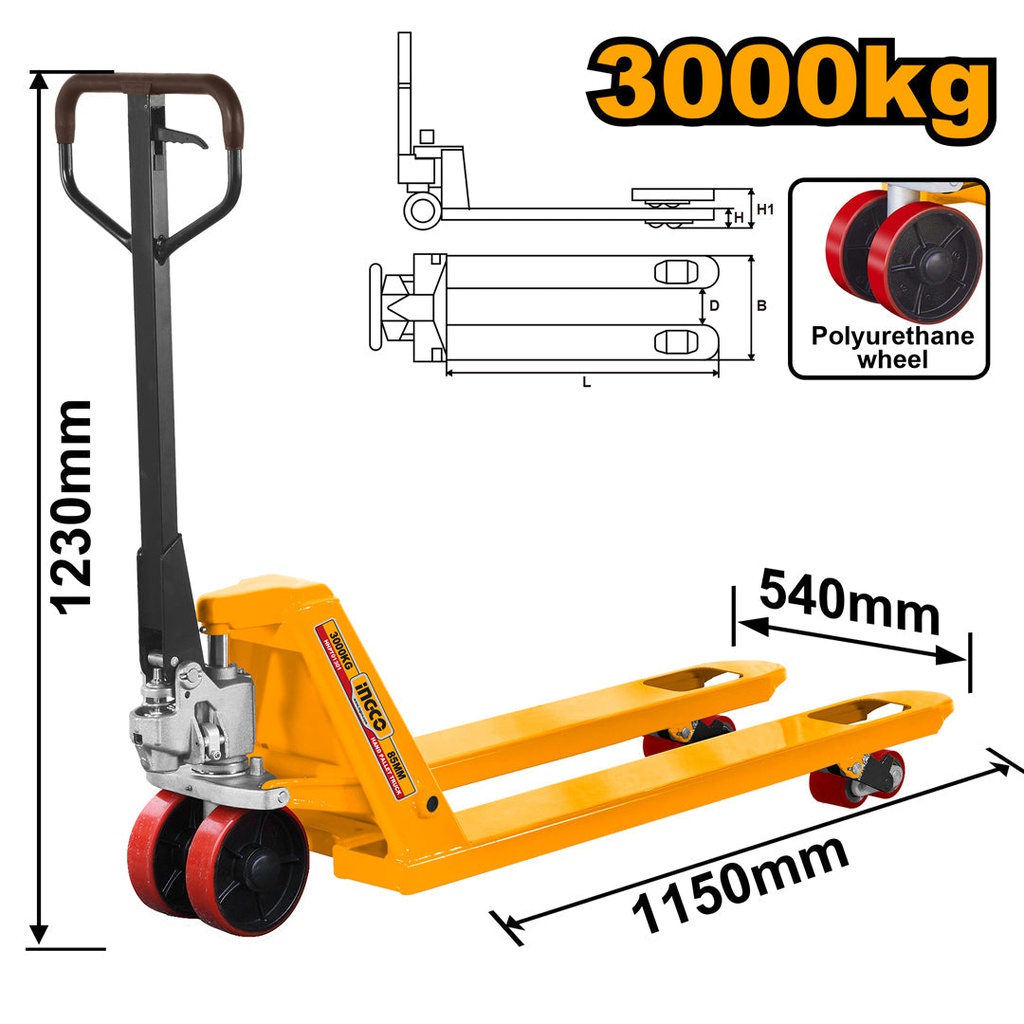 INGCO TRANSPALETTE MANUEL 2500KG  [HHPT01251]