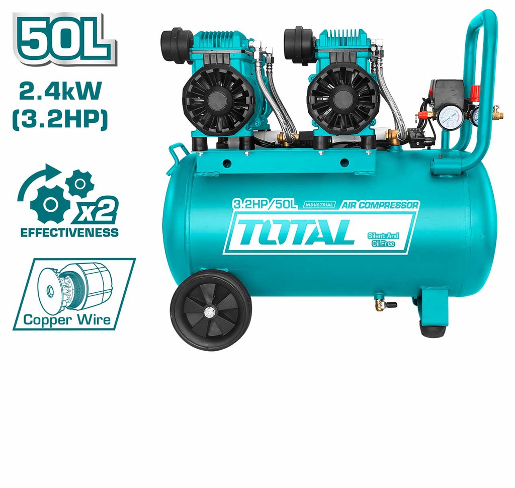 COMPRESSEUR SILENCIEUX 50L 2×1200W